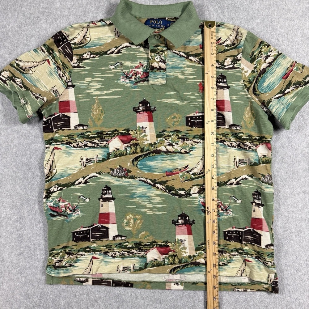 Polo Ralph Lauren Montauk Scenic Lighthouse Polo Shirt Men Medium All Over Print - Picture 5 of 6